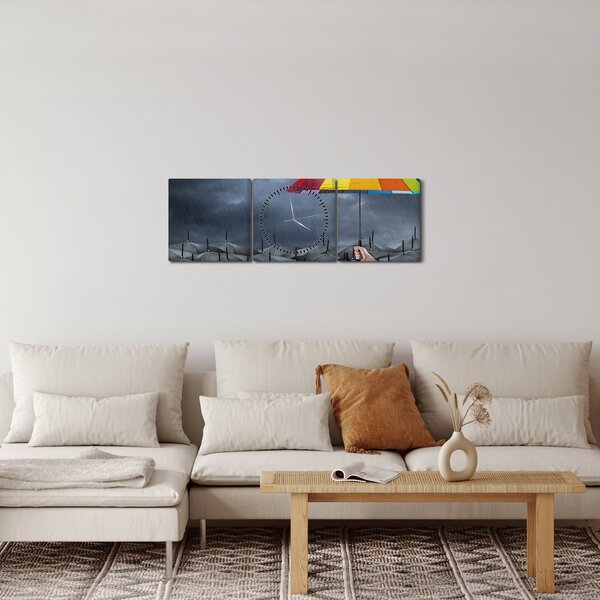 Kép - Esernyők (órával) (90x30 cm)