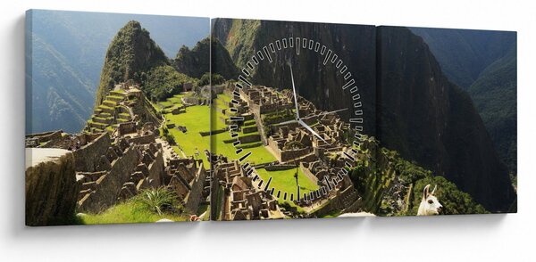 Kép - Lámák Machu Picchuban (órával) (90x30 cm)