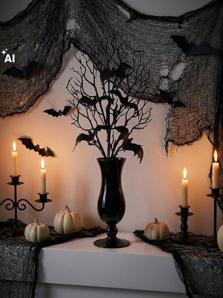 Sinsay - Halloween dekorációs ág denevérekkel - fekete