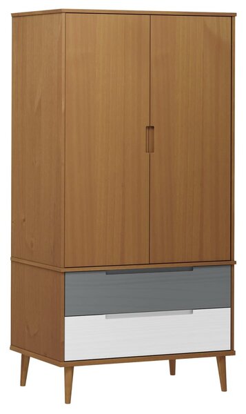 MOLDE barna tömör fenyőfa gardrób 90 x 55 x 175 cm