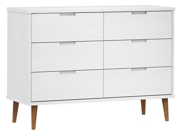 MOLDE fehér tömör fenyőfa fiókos szekrény 113 x 40 x 80 cm