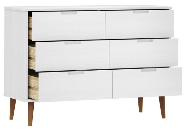 MOLDE fehér tömör fenyőfa fiókos szekrény 113 x 40 x 80 cm