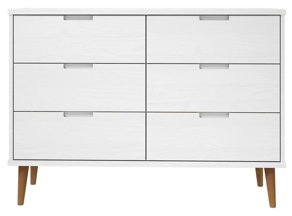 MOLDE fehér tömör fenyőfa fiókos szekrény 113 x 40 x 80 cm