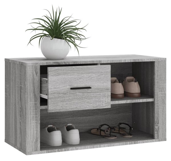Szürke sonoma színű szerelt fa cipősszekrény 80x35x45 cm