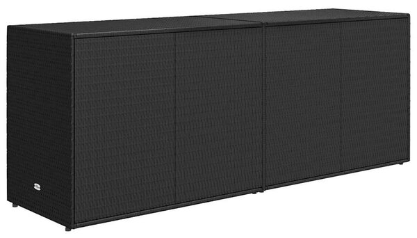 Fekete polyrattan kerti tárolószekrény 198 x 55,5 x 80 cm