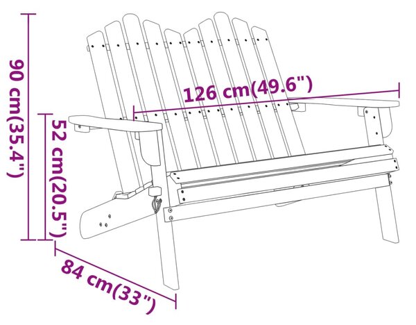 Tömör akácfa Adirondack kerti pad 126 cm