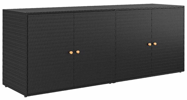 Fekete polyrattan kerti tárolószekrény 198 x 55,5 x 80 cm