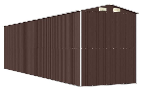 Sötétbarna horganyzott acél kerti fészer 192 x 772 x 223 cm