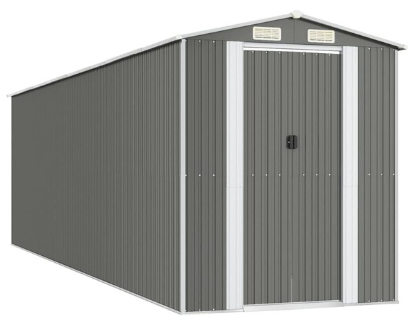 Világosszürke horganyzott acél kerti fészer 192 x 689 x 223 cm