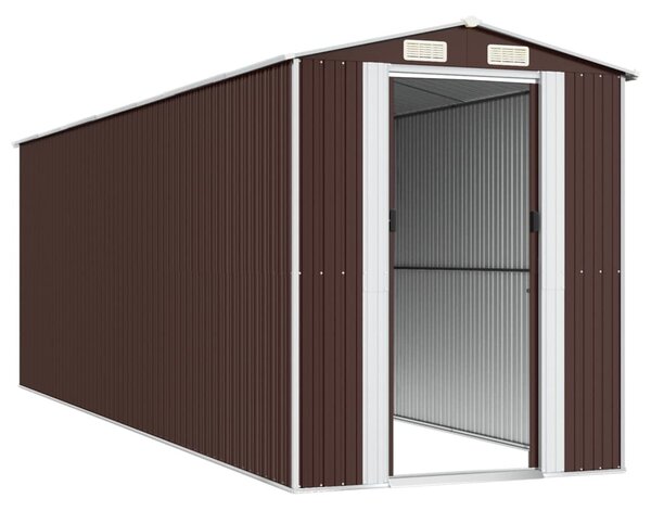 Sötétbarna horganyzott acél kerti fészer 192 x 606 x 223 cm