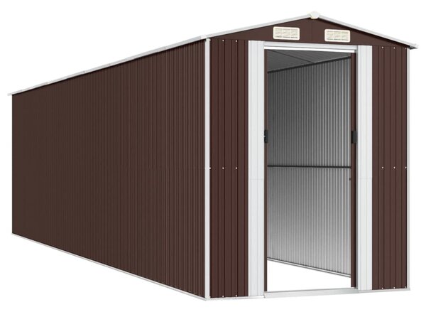 Sötétbarna horganyzott acél kerti fészer 192 x 772 x 223 cm