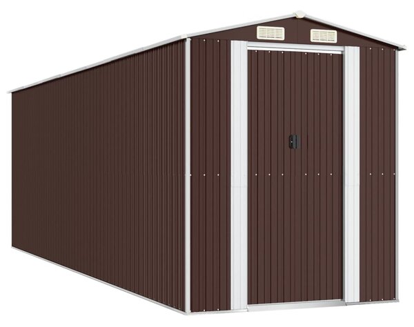 Sötétbarna horganyzott acél kerti fészer 192 x 606 x 223 cm