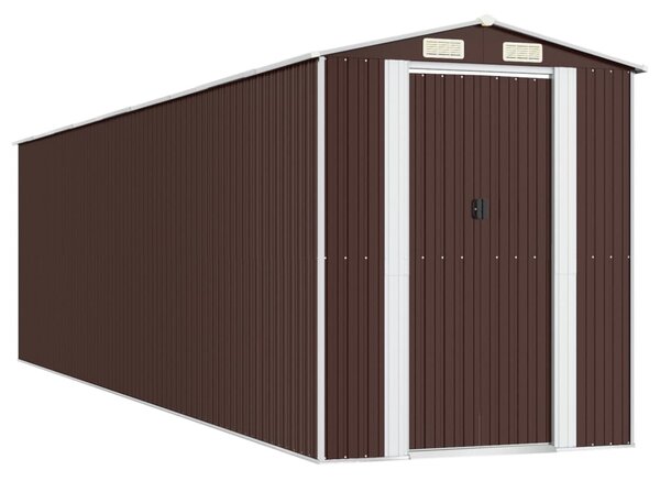 Sötétbarna horganyzott acél kerti fészer 192 x 772 x 223 cm