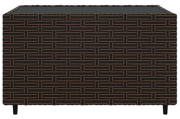 Barna polyrattan négyzet alakú kerti dohányzóasztal 50x50x30 cm