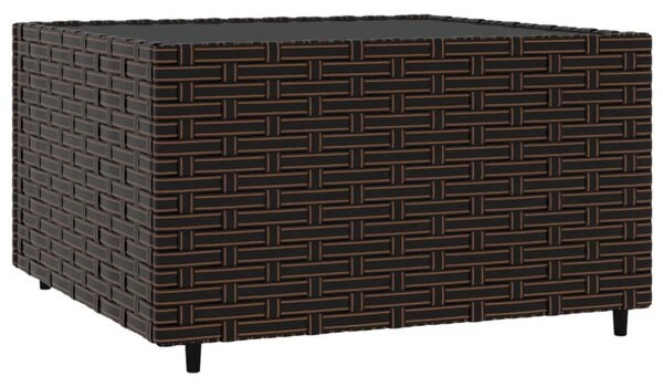 Barna polyrattan négyzet alakú kerti dohányzóasztal 50x50x30 cm