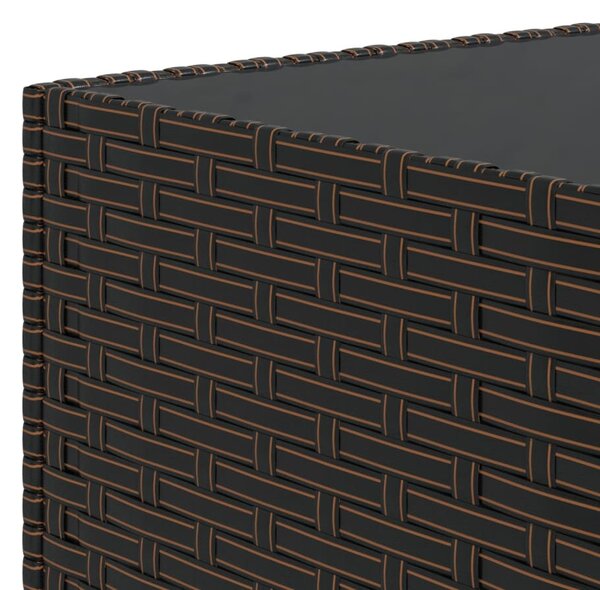 Barna polyrattan négyzet alakú kerti dohányzóasztal 50x50x30 cm