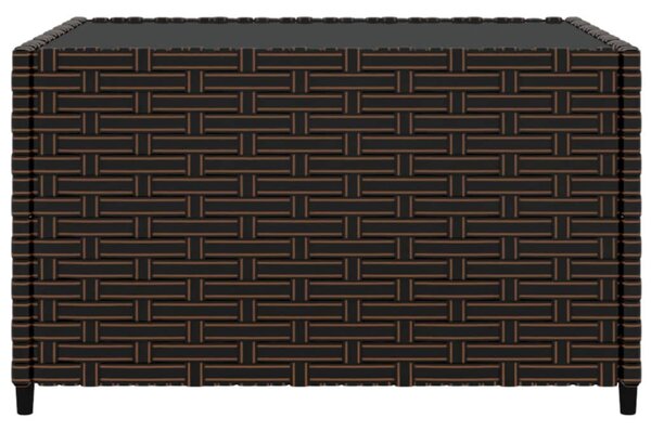 Barna polyrattan négyzet alakú kerti dohányzóasztal 50x50x30 cm