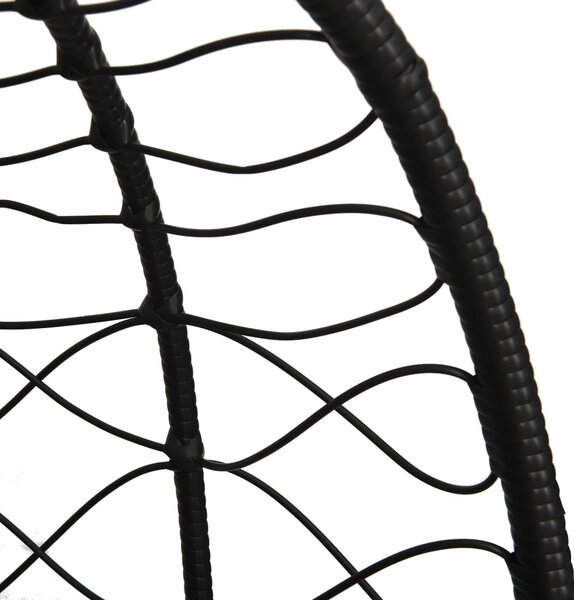 Krémfehér polyrattan és acél függő kagylószék párnával