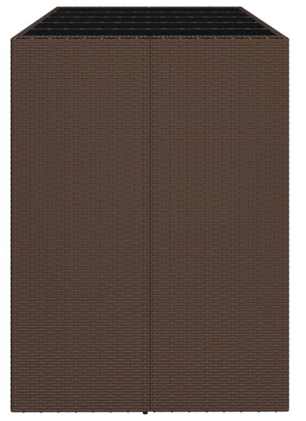 Barna polyrattan kerti asztal üveglappal 185 x 80 x 110 cm