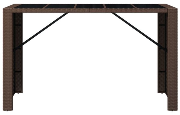 Barna polyrattan kerti asztal üveglappal 185 x 80 x 110 cm