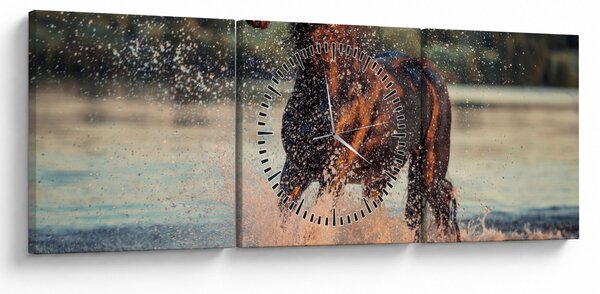 Kép - Futó ló (órával) (90x30 cm)