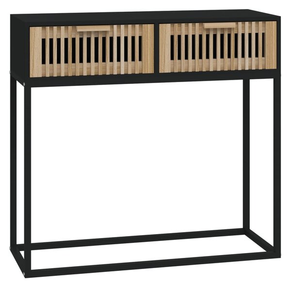 Fekete szerelt fa és vas tálalóasztal 80 x 30 x 75 cm