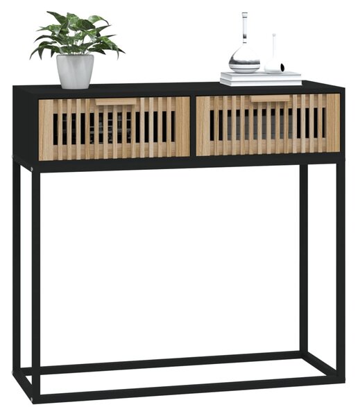 Fekete szerelt fa és vas tálalóasztal 80 x 30 x 75 cm