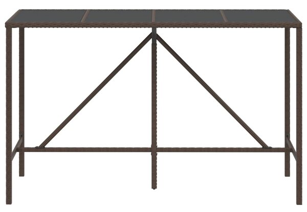 Barna polyrattan üveglapos bárasztal 180 x 70 x 110 cm