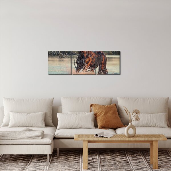 Kép - Futó ló (órával) (90x30 cm)