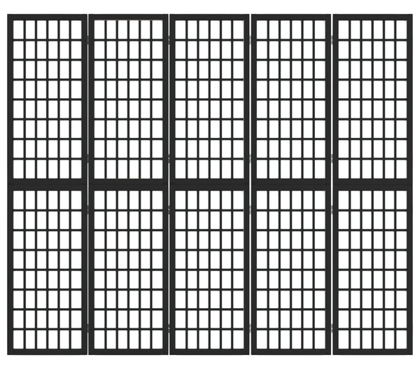 5 paneles fekete japán stílusú összecsukható paraván 200x170 cm