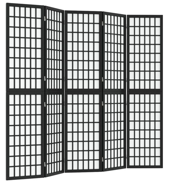 5 paneles fekete japán stílusú összecsukható paraván 200x170 cm