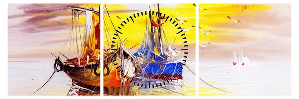 Kép - A csónak festménye (órával) (90x30 cm)