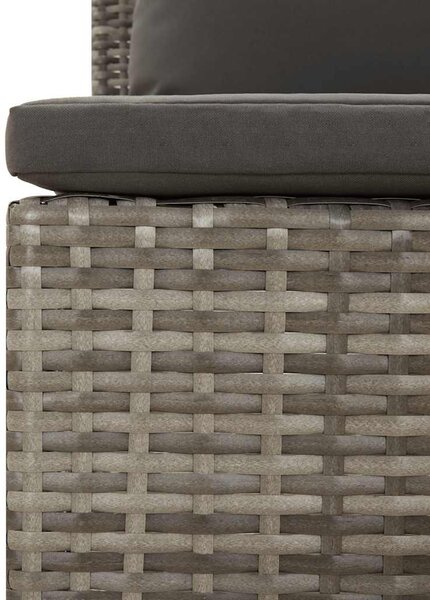 3 részes szürke polyrattan kerti bútor szett párnákkal