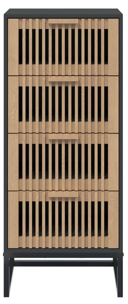 Fekete szerelt fa magasszekrény 40 x 30 x 95 cm