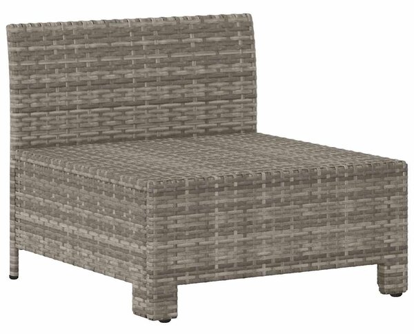 Szürke polyrattan kerti középső kanapé párnával