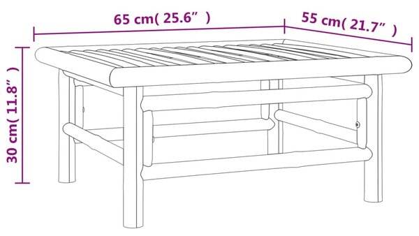 Bambusz kerti asztal 65 x 55 x 30 cm