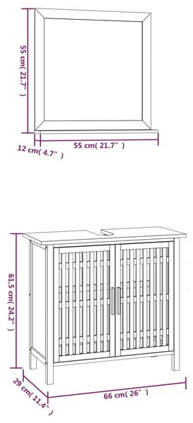 2 részes dióbarna tömör fa fürdőszobai bútorszett