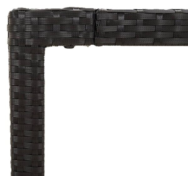 Fekete polyrattan üveglapos kerti asztal 150 x 90 x 75 cm