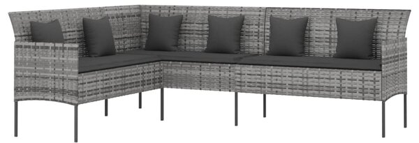 6 részes szürke polyrattan kerti étkezőgarnitúra párnákkal