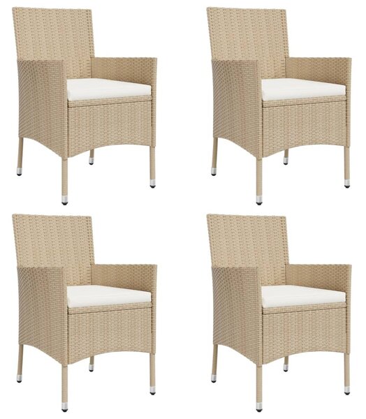5 részes bézs polyrattan kerti bisztrógarnitúra párnákkal