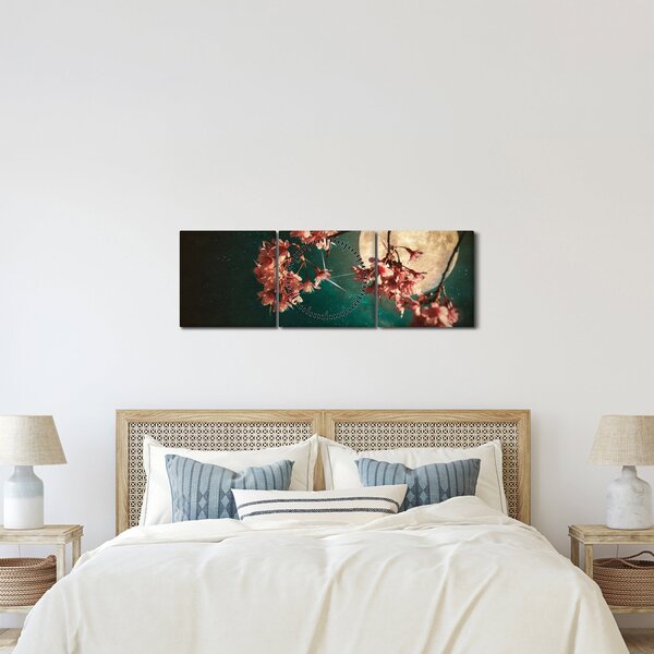 Kép - Sakura teliholdkor (órával) (90x30 cm)