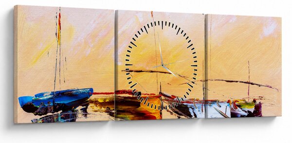 Kép - Csónak, festmény (órával) (90x30 cm)