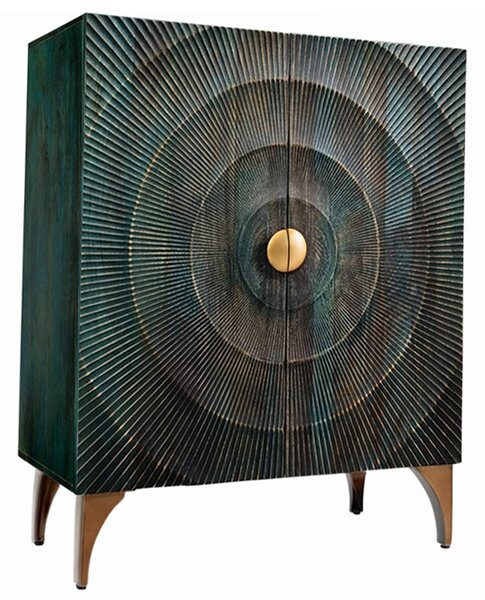 GOLDEN SUNNYSET 3D Komód tömör mangófából, lakkozott türkiz, 120 cm