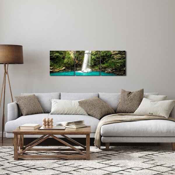 Kép - Vízesés (órával) (90x30 cm)