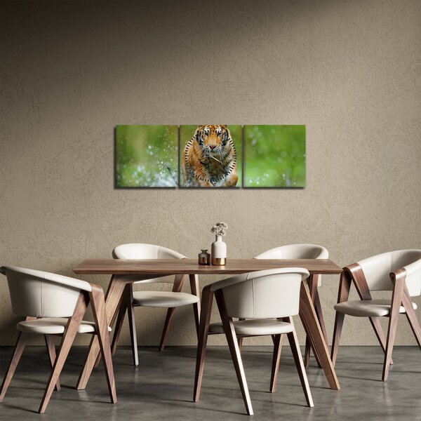 Kép - Futó tigris (órával) (90x30 cm)
