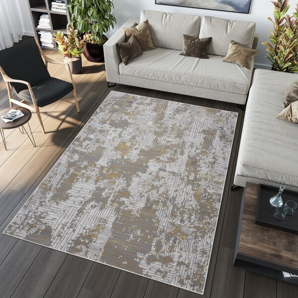 Modern szürke szőnyeg arany motívummal Szélesség: 80 cm | Hossz: 150 cm