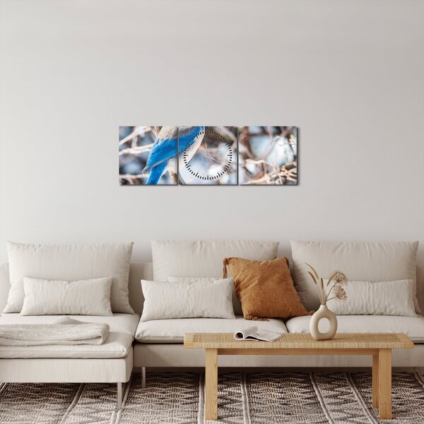 Kép - Téli madár (órával) (90x30 cm)