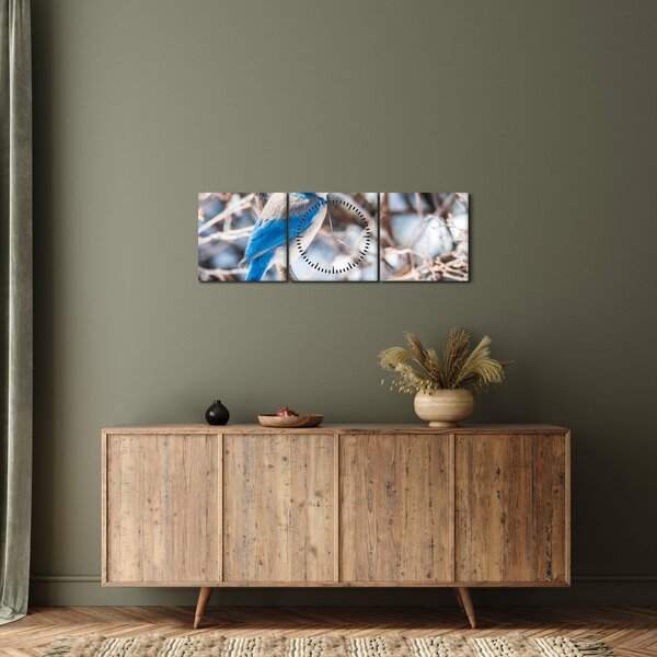 Kép - Téli madár (órával) (90x30 cm)