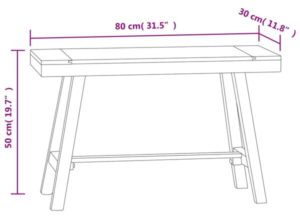 VidaXL tömör tíkfa pad 80 cm