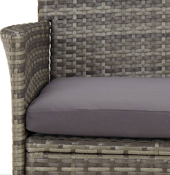 5 részes szürke polyrattan kerti bisztrógarnitúra párnákkal